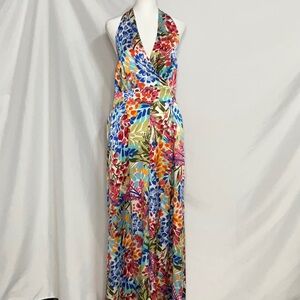 Sugarlips Halter Jumpsuit Wide Legs Multi Colored Size L